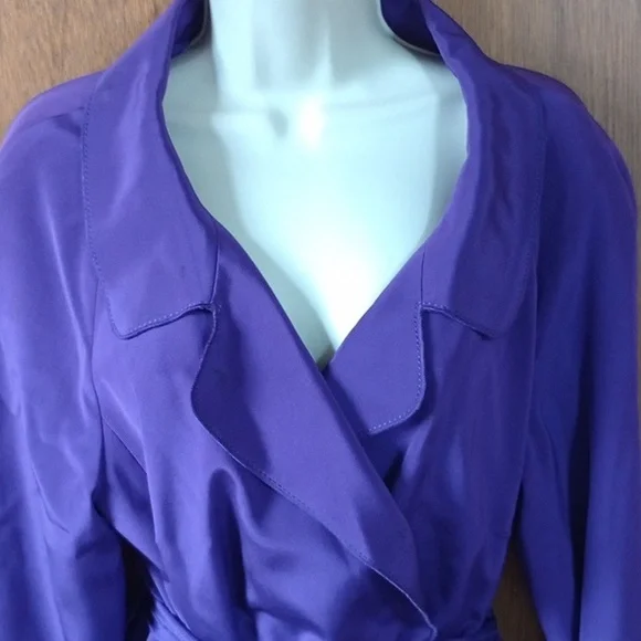 Elie Tahari Silk Satin Wrap Trench Coat size L - Picture 6 of 9